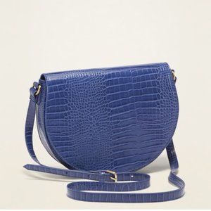 NWOT Old Navy Blue Faux Croc Saddle Crossbody Bag